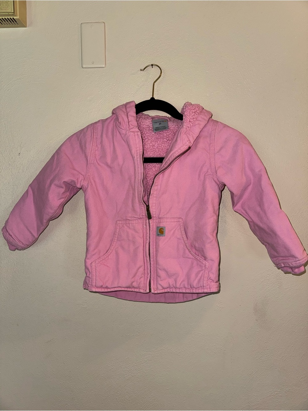 Carhartt Kids Pink Sherpa-Lined Hooded Work Jacket